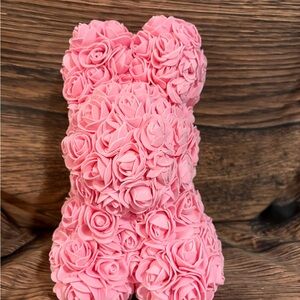 Pink Rose Bear One-Piece Decorative Floral Design Bunny shape